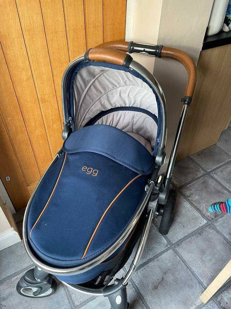 petrol blue egg pram